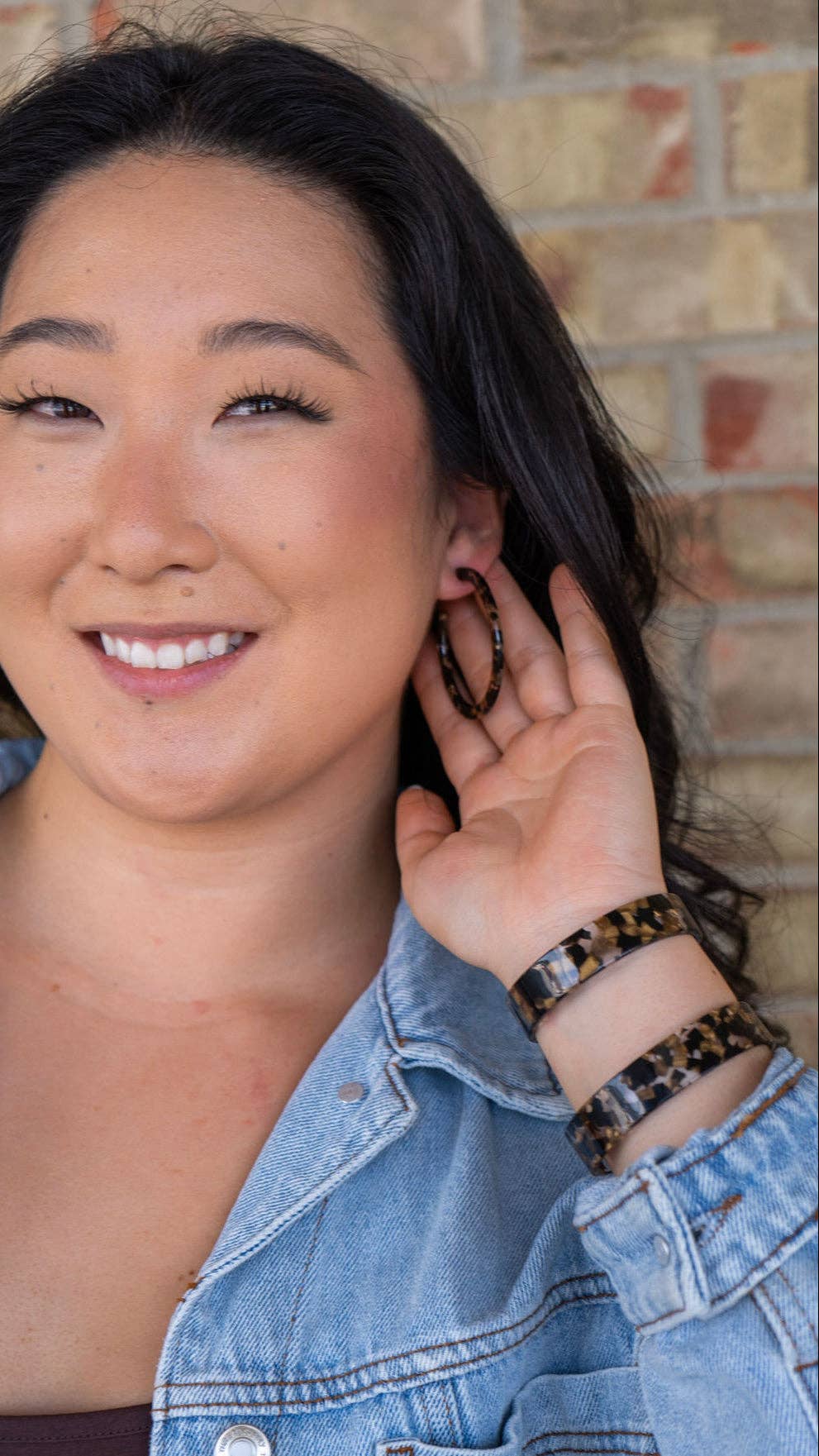 Cameron Hoop Earrings - Black & Bronze