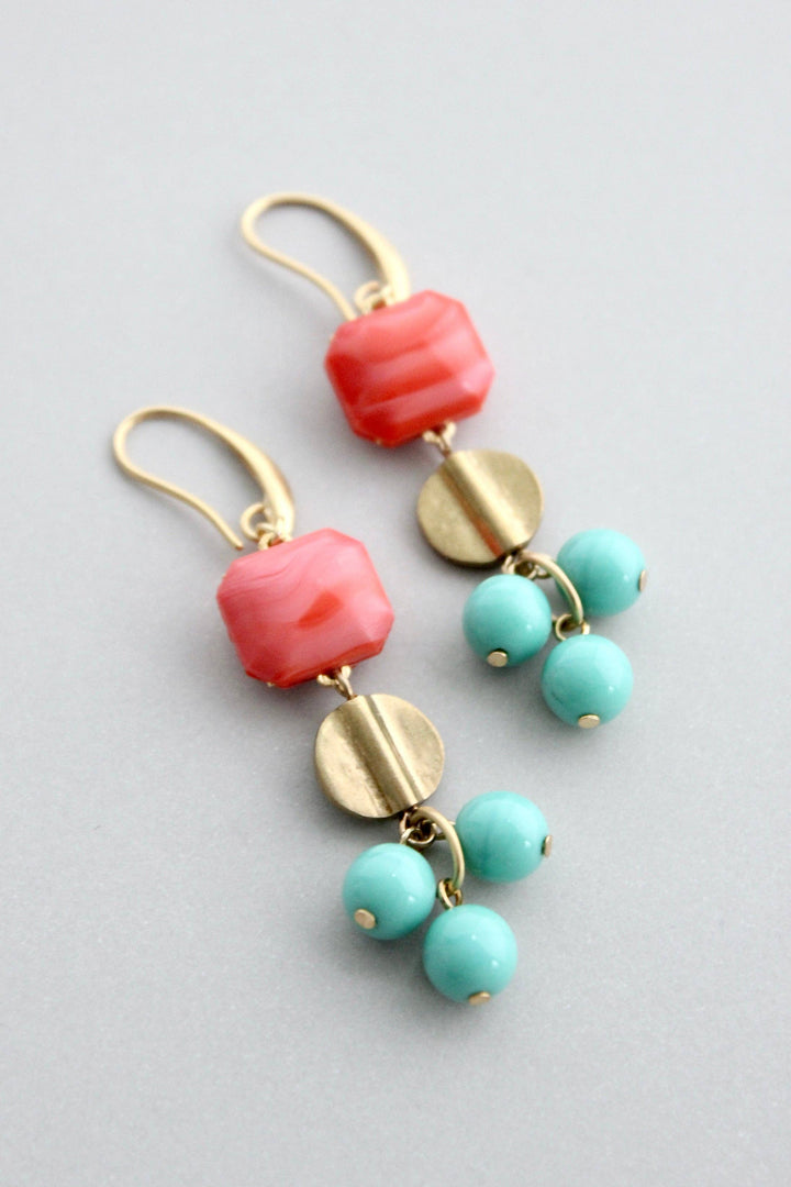 GNDE71 salmon and turquoise earrings