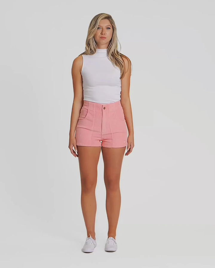 Women's Corduroy Solid Short Watermelon