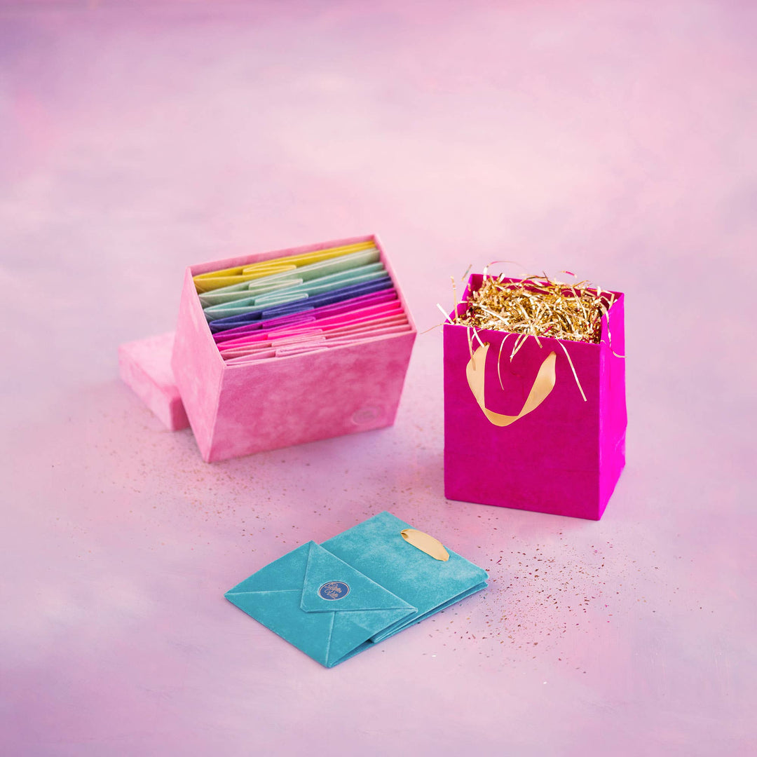 Glitterville Patisserie Flocked Bags, 10 Asst, 10" x 8" x 5.