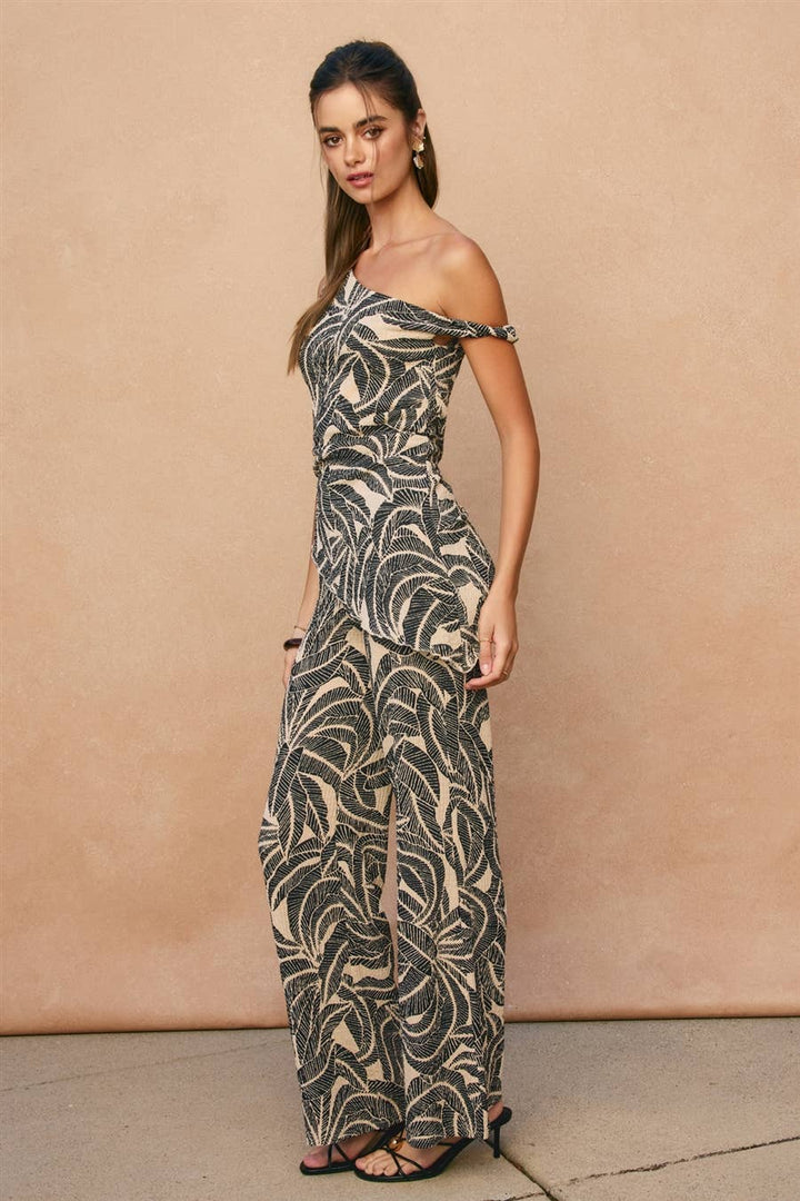 Tropical Leaf Pull On Pants
