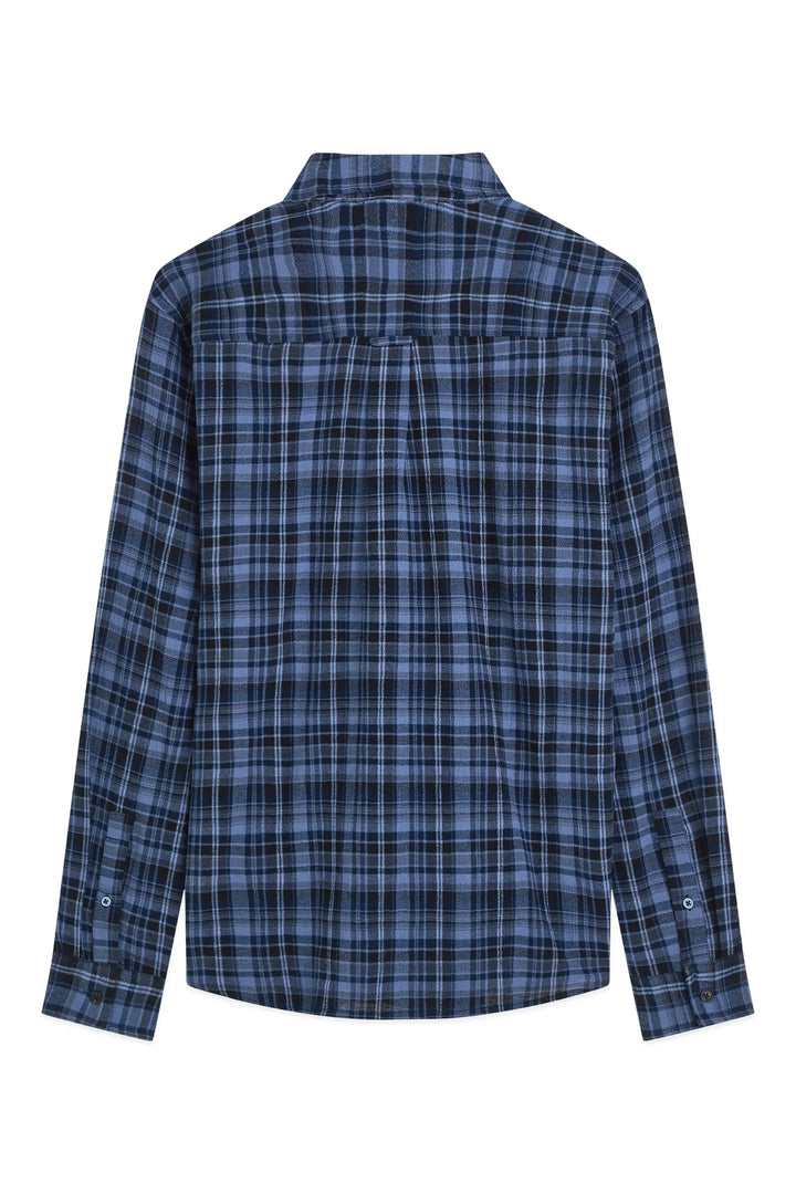 Lightweight Flannel Check Relaxed-Fit Shirt Pageant Blue Check