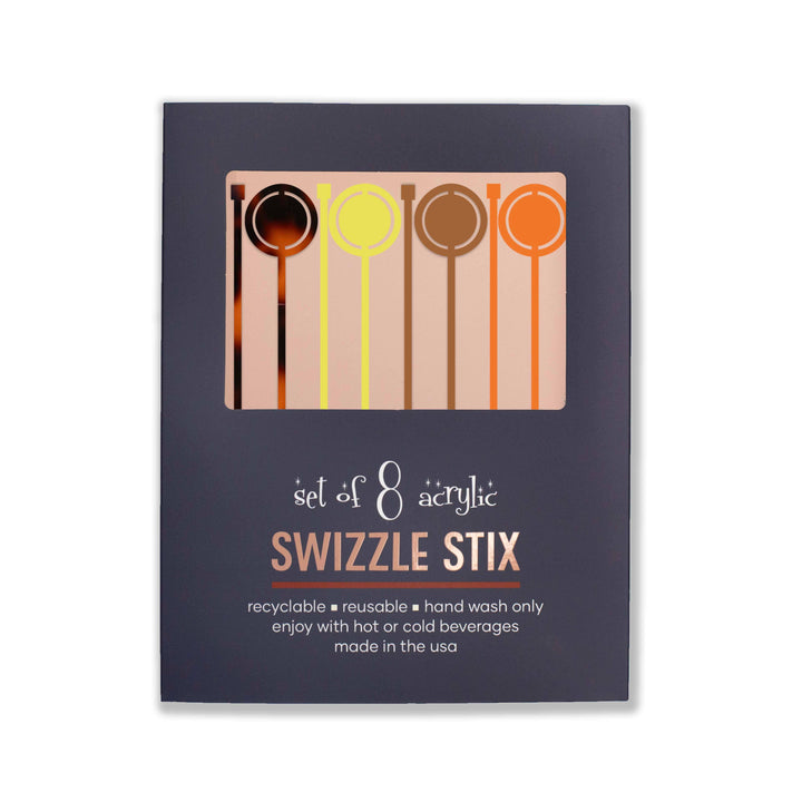 Warm Circles Mid Century Acrylic Swizzle Stix Drink Stirrers