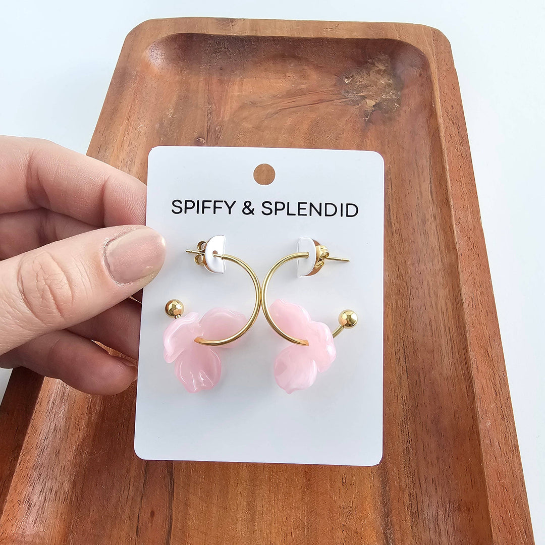 Magnolia Hoop Earrings - Pink