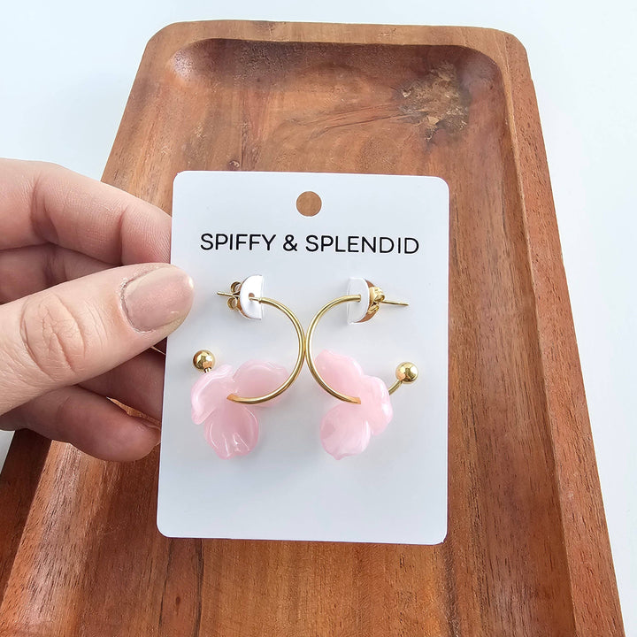 Magnolia Hoop Earrings - Pink