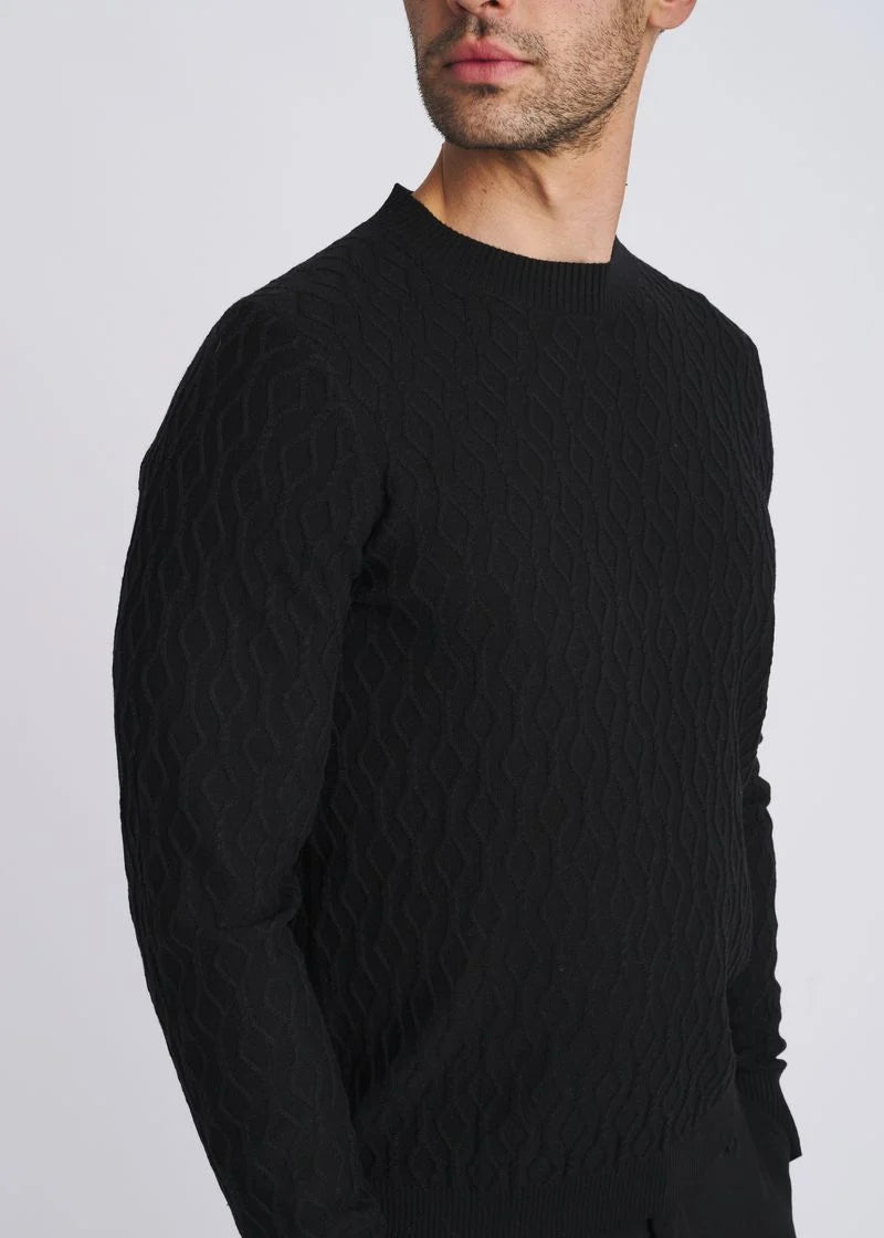 Cable Knit Crew Neck Wool Blend Sweater