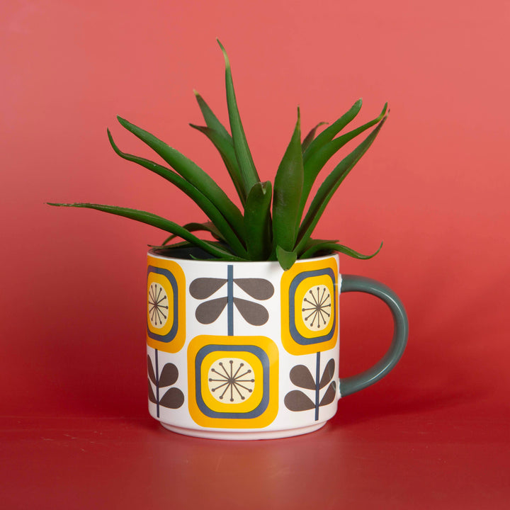 Sunflower Fall Mid Century Modern Stackable Matte Coffee Mug