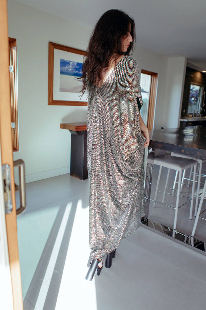 Gunmetal Sequin Caftan