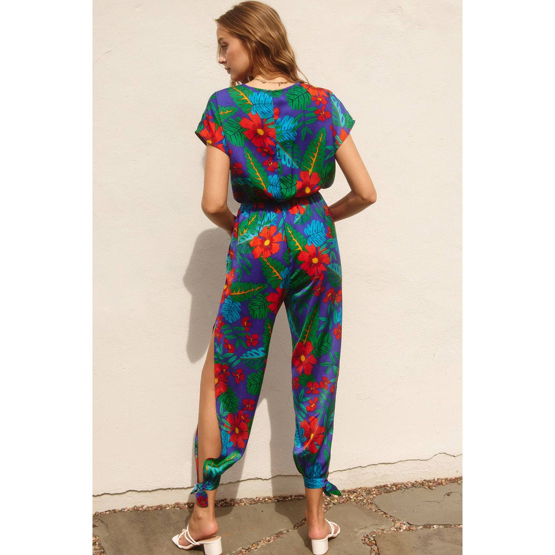 Summer Night Dolman Sleeve Tie Ankle Jumpsuit