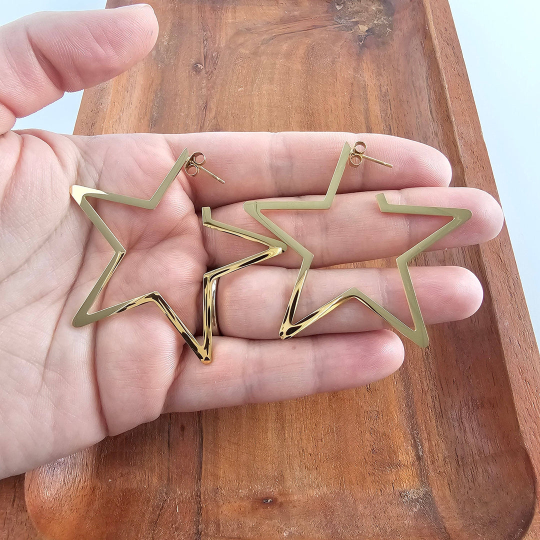 Luxe Star Hoop Earrings - Gold