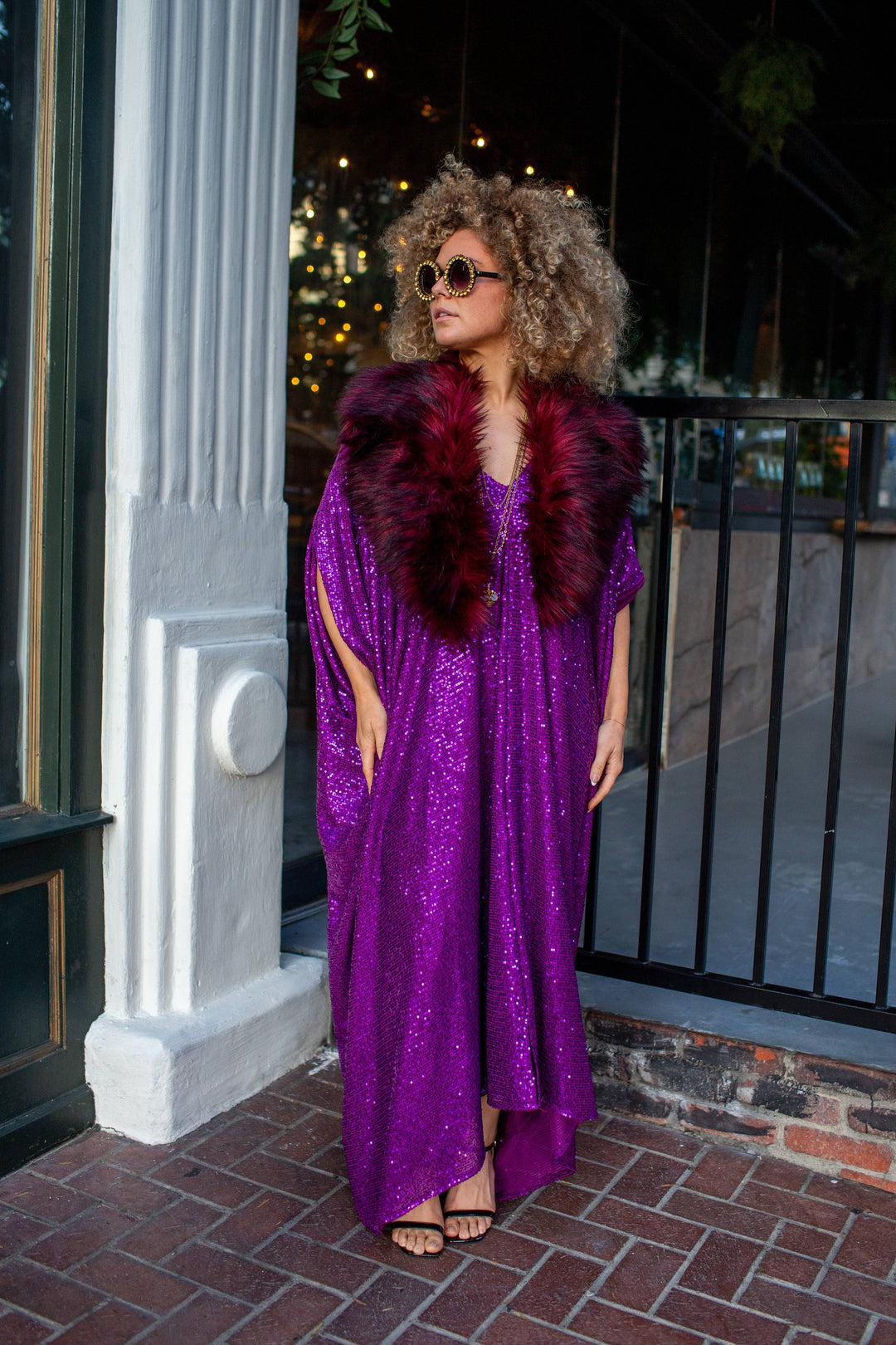Fuchsia Sequin Caftan