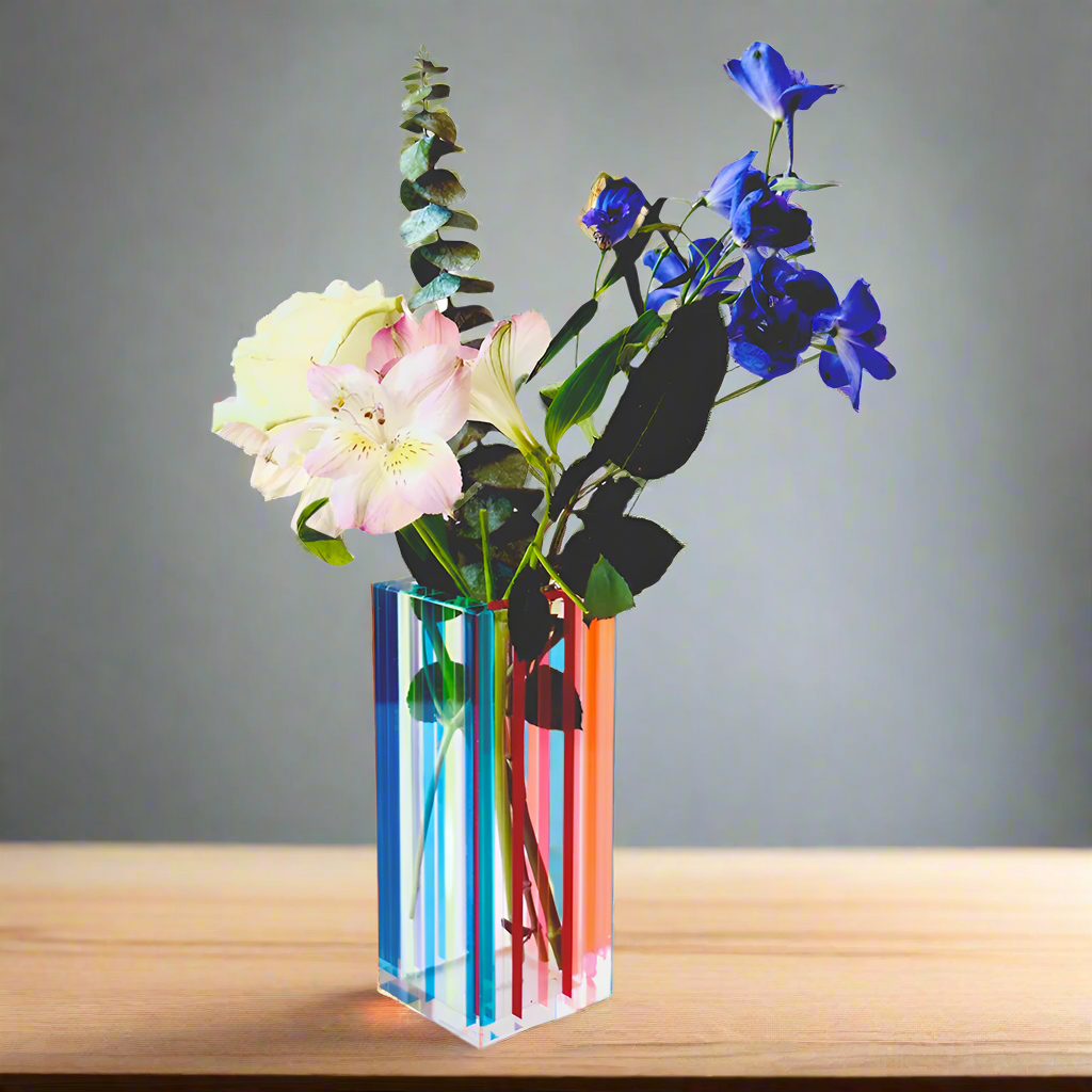 Striped Colorful Bouquet Vase - Multicolor (Large and Small)