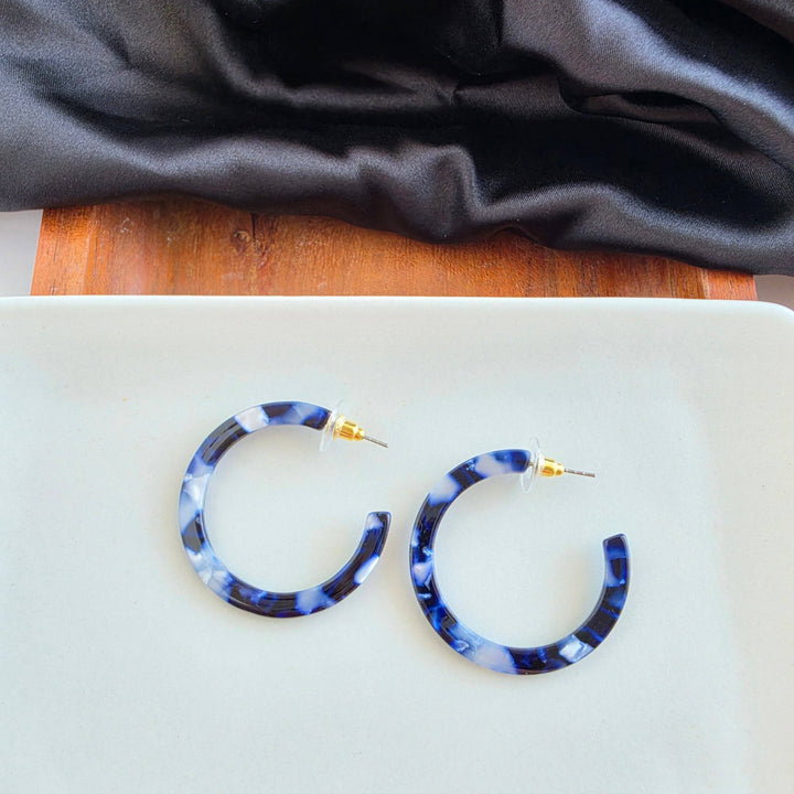 Camy Hoop Earrings - Midnight Marble