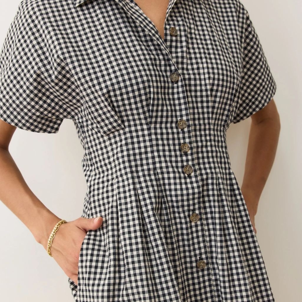 Arden Mini Shirt Dress Black/White Gingham