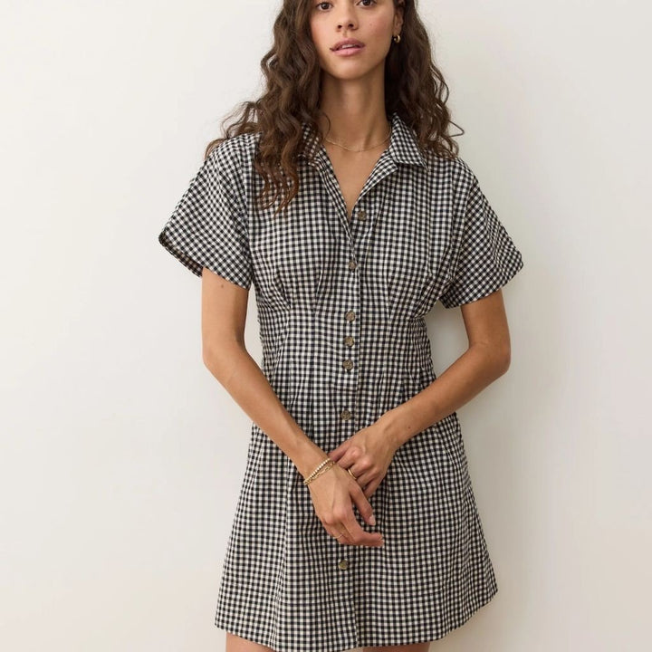 Arden Mini Shirt Dress Black/White Gingham