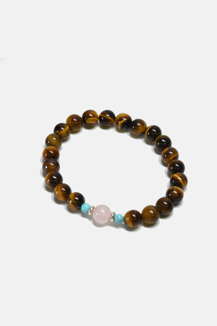 Tiger Eyes and Turquoise with Quartz Stone Bracelet