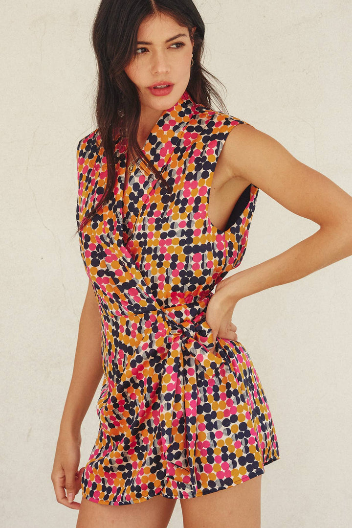 Ready To Go Shawl Lapel Wrap Romper