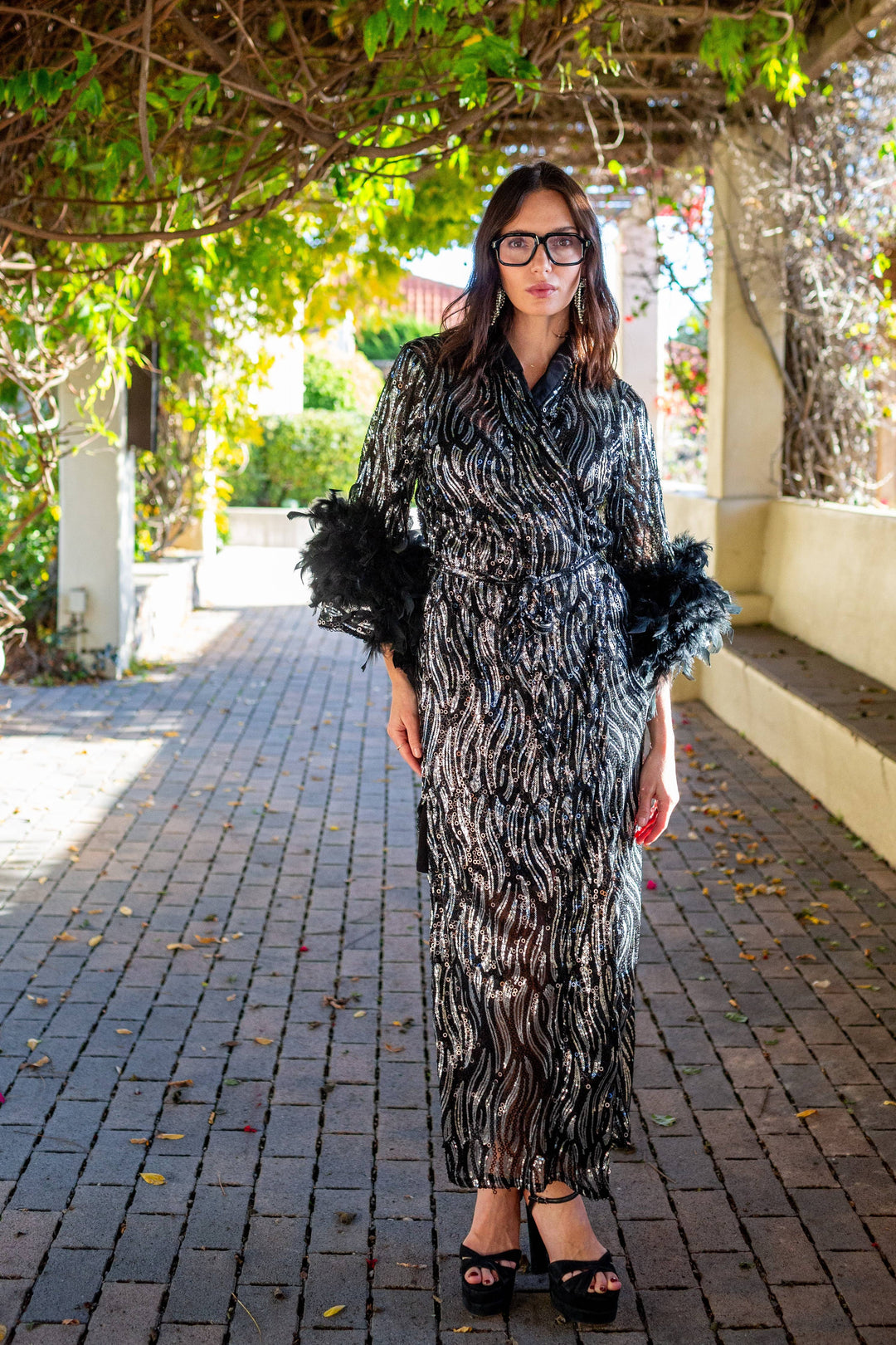 Marlene Wrap Dress in Champagne Noir