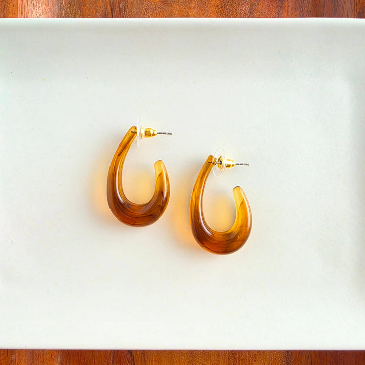 Julie Hoop Earrings - Amber