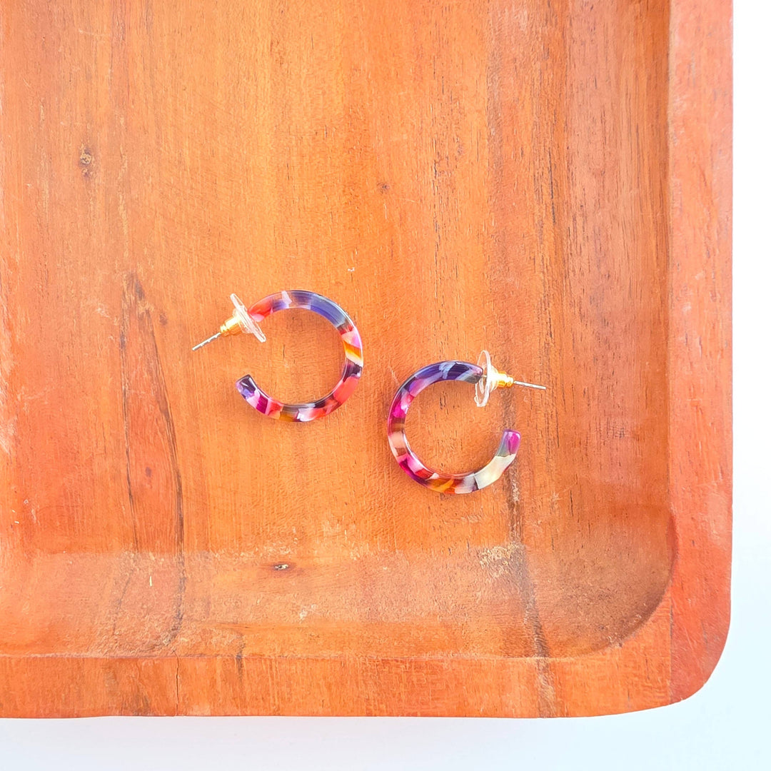 Cam Mini Hoop Earrings - Jewel Stained Glass