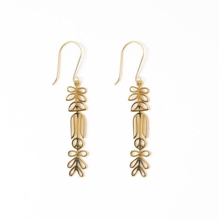 Elsa Botanical Nordic Floral Drop Earrings Brass Wholesale