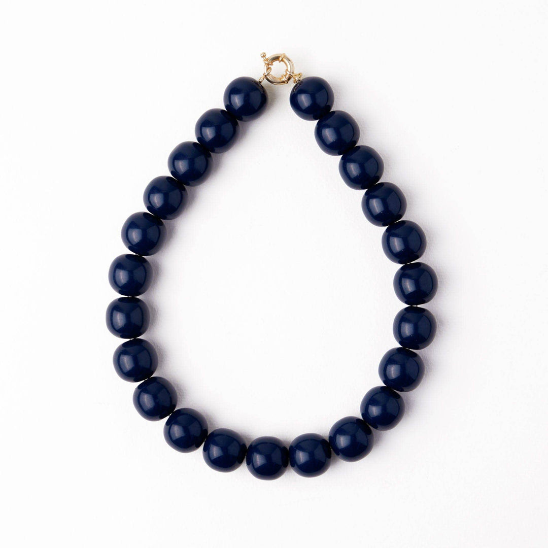 Iris Large Resin Bead Necklace Navy
