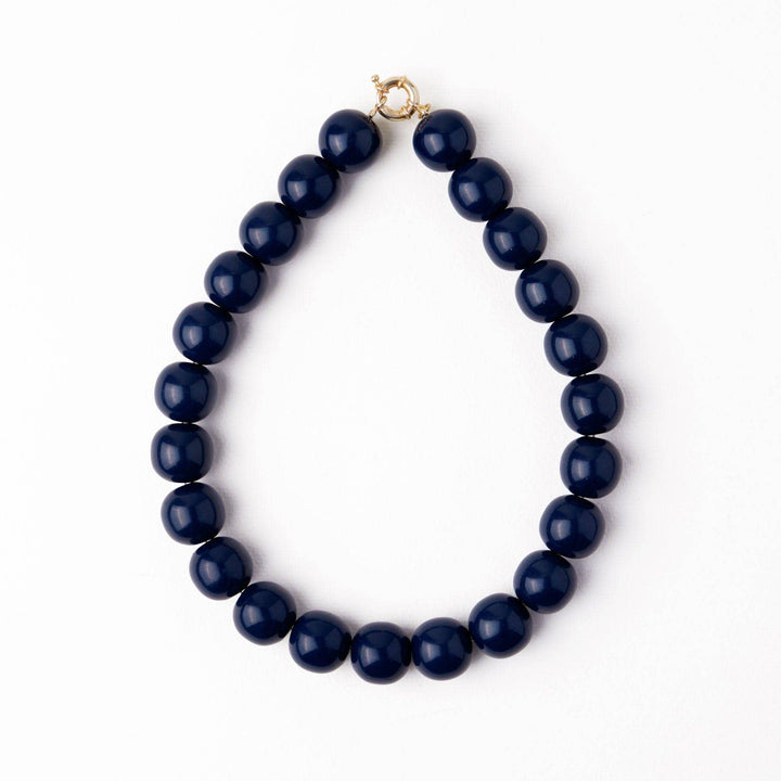 Iris Large Resin Bead Necklace Navy