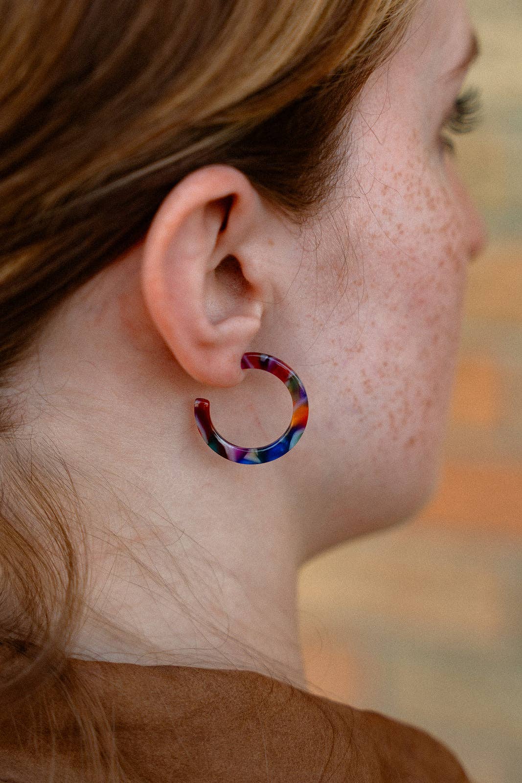 Cam Mini Hoop Earrings - Jewel Stained Glass