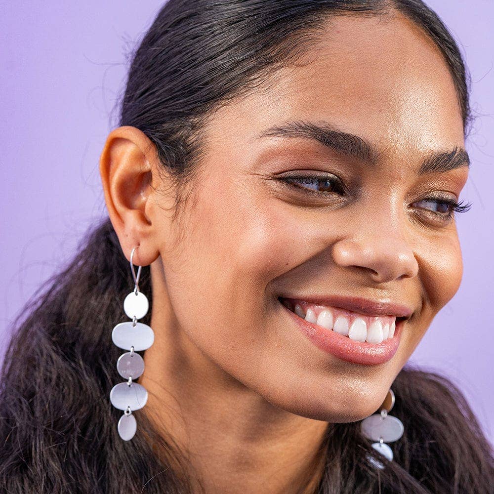 Gretchen Oval Circle Earrings Silver