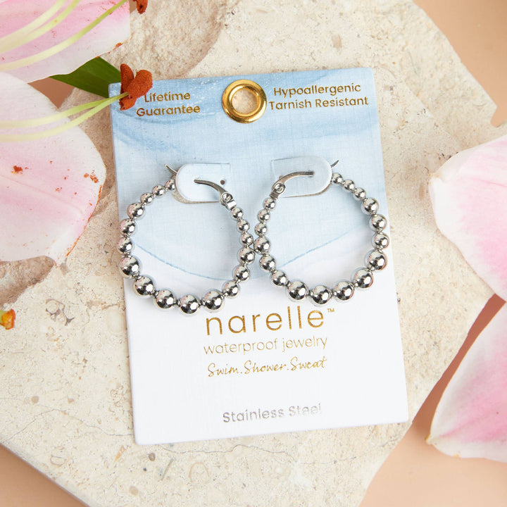 Waterproof Earrings Narelle Bubble Hoops in Steel
