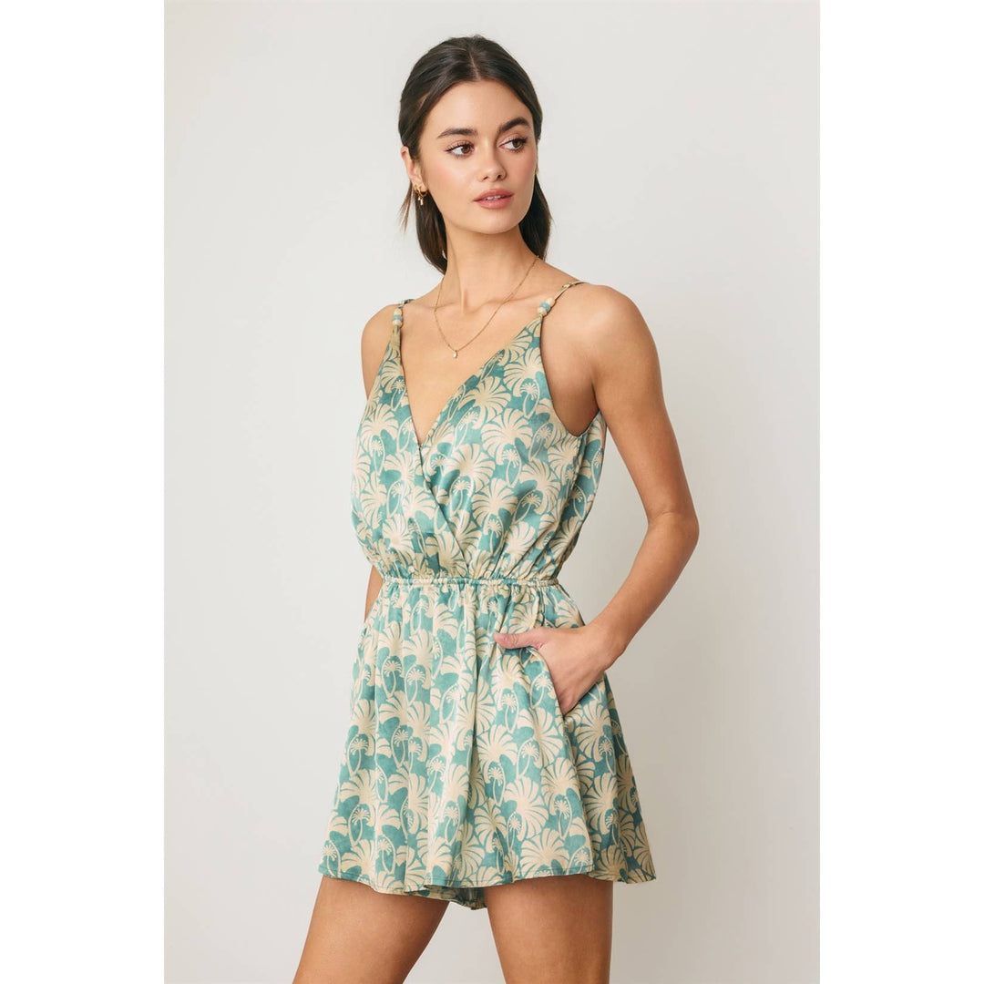 Conversational Deep Surplice Flared Romper
