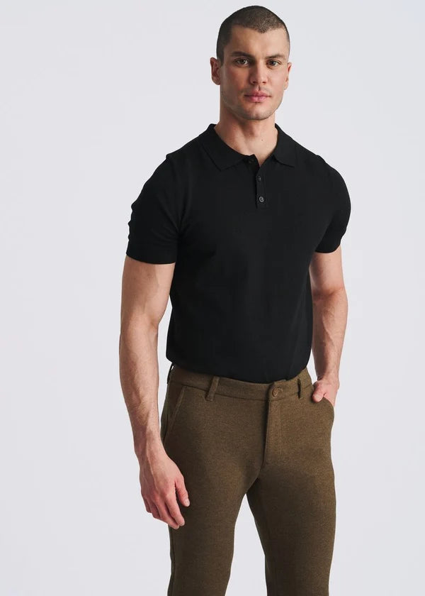 Wool-Look Stretch Knit Tailored Pants