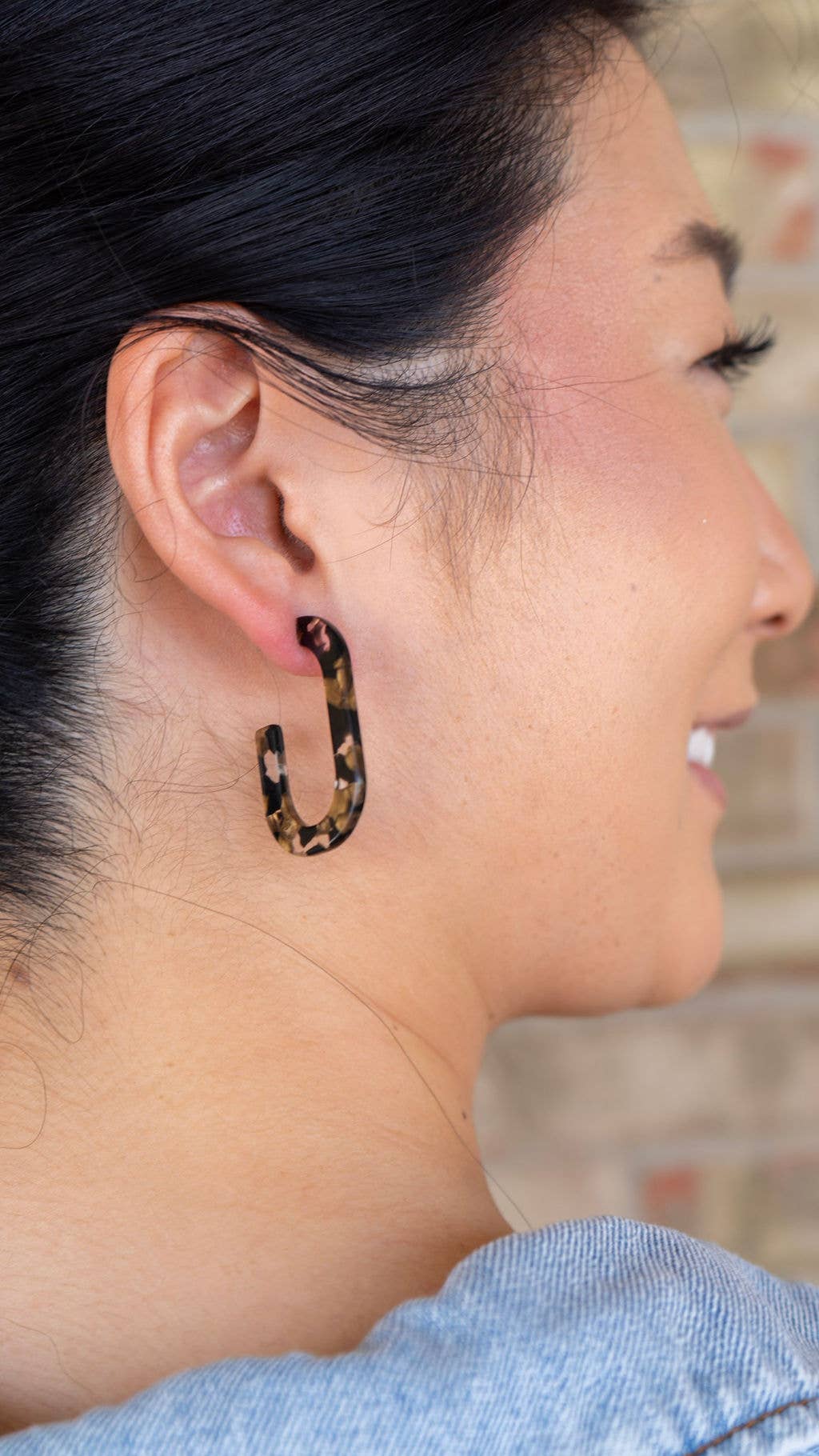 Jenna Hoop Earrings - Black & Bronze