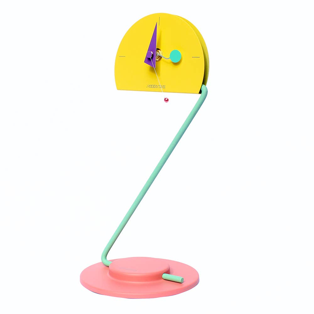 Peacock Desk Clock - Movable Height - Memphis Design