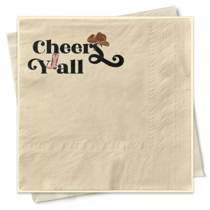 Cheers Y'all Western Cowgirl Cocktail Beverage Napkin