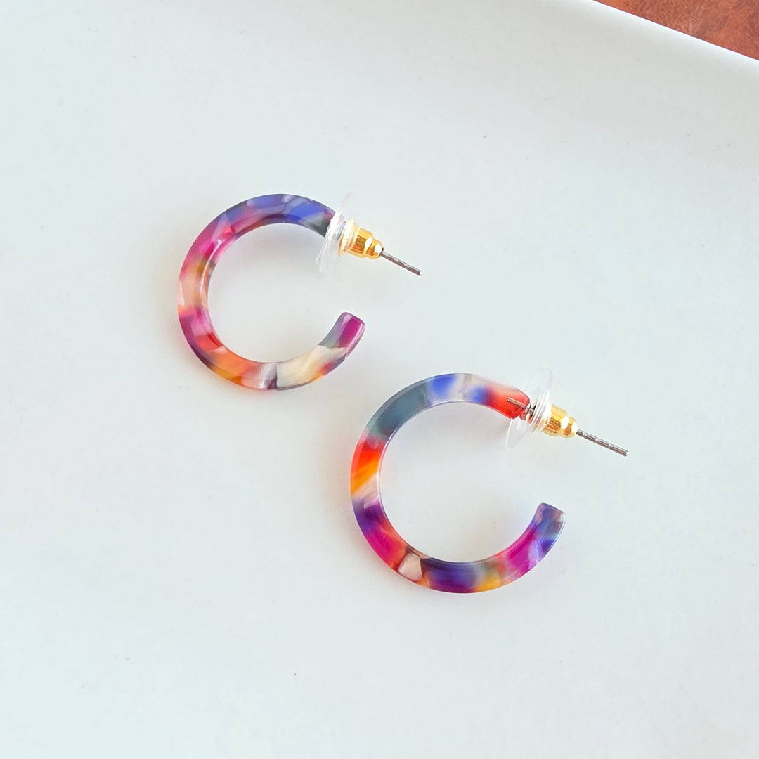 Cam Mini Hoop Earrings - Jewel Stained Glass