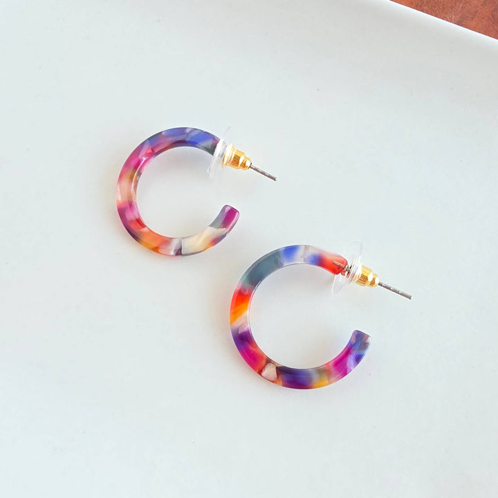 Cam Mini Hoop Earrings - Jewel Stained Glass