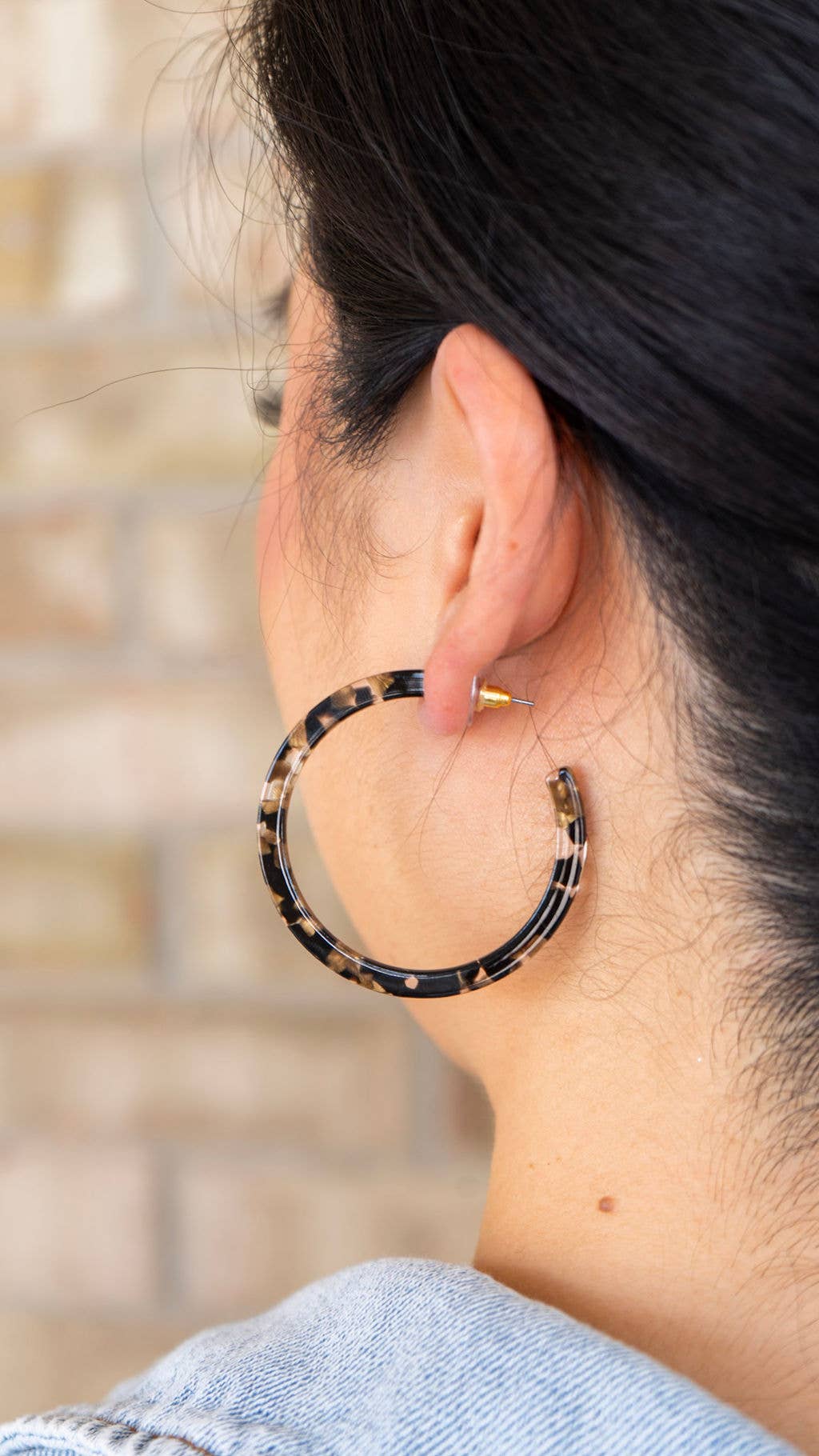 Cameron Hoop Earrings - Black & Bronze