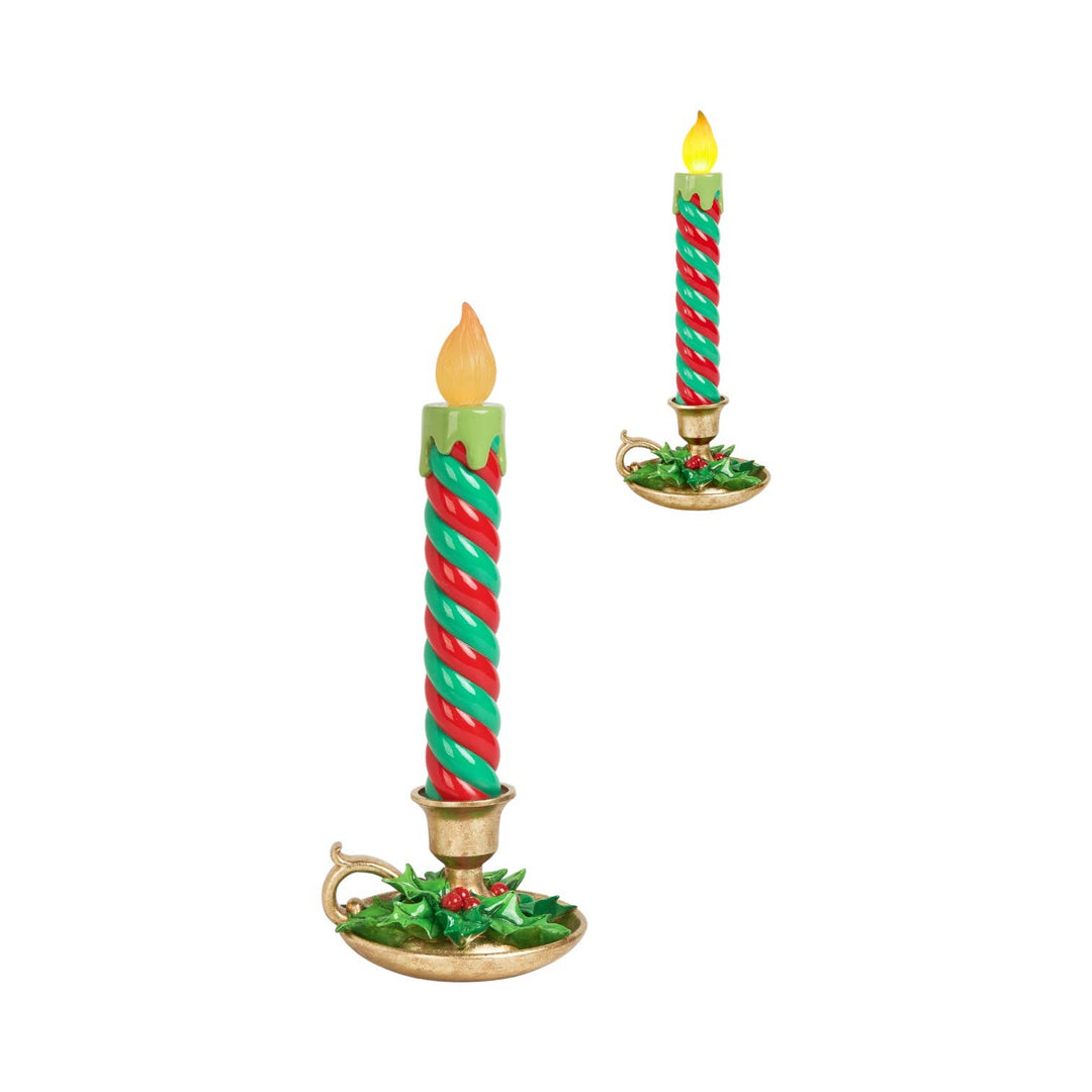 17.5in Green Stripe LED Candlestick