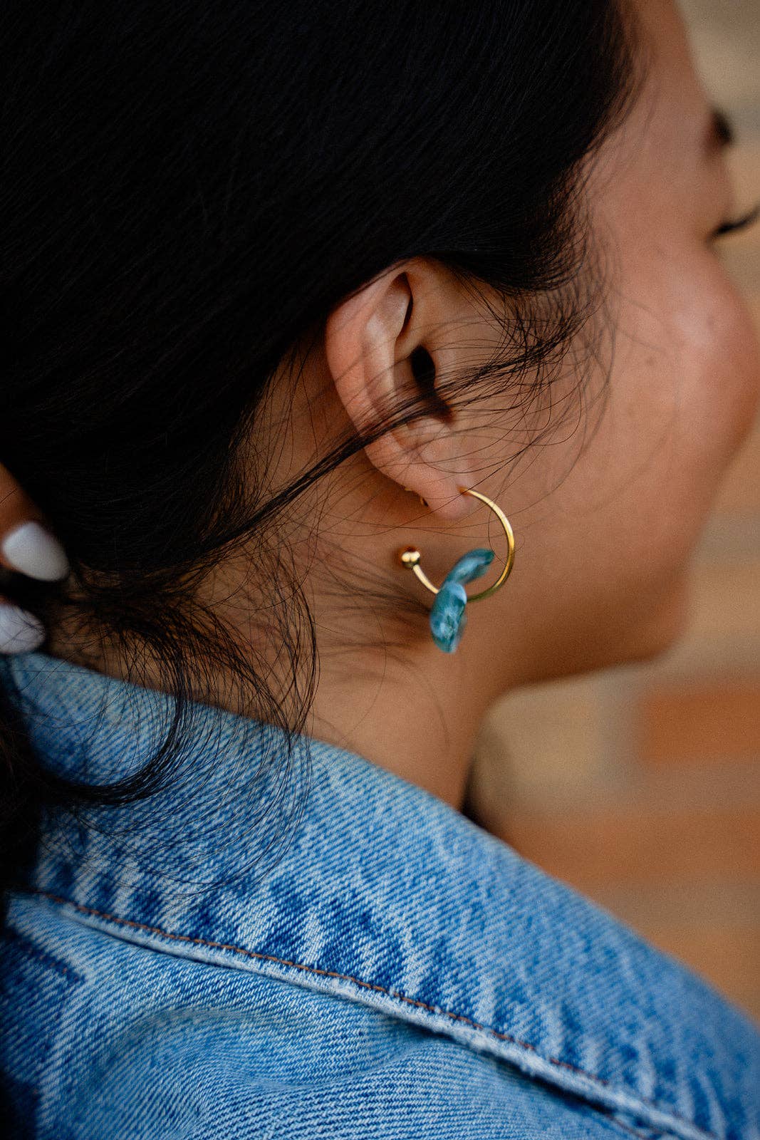 Magnolia Hoop Earrings - Alpine Green