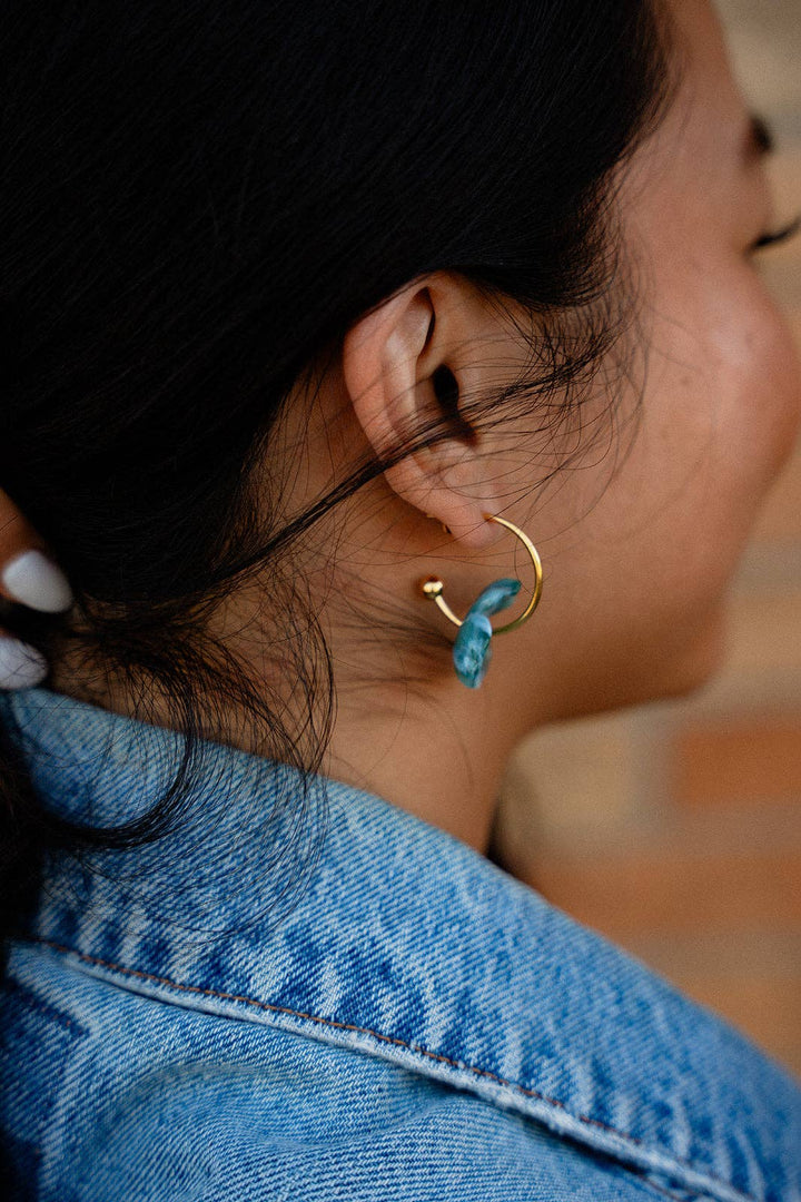 Magnolia Hoop Earrings - Alpine Green