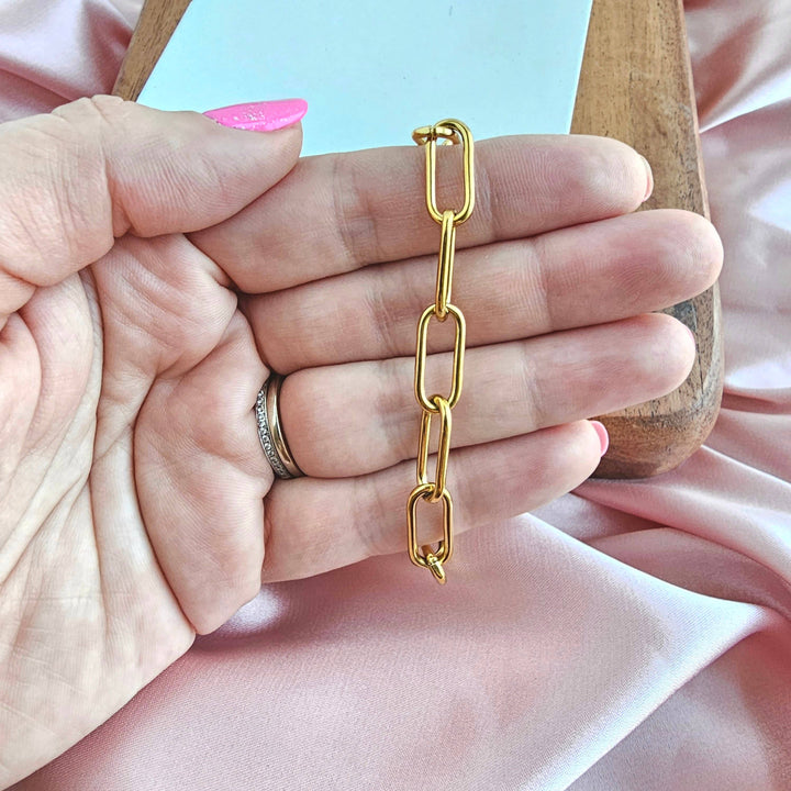 Luxe Chunky Paper Clip Bracelet - Gold