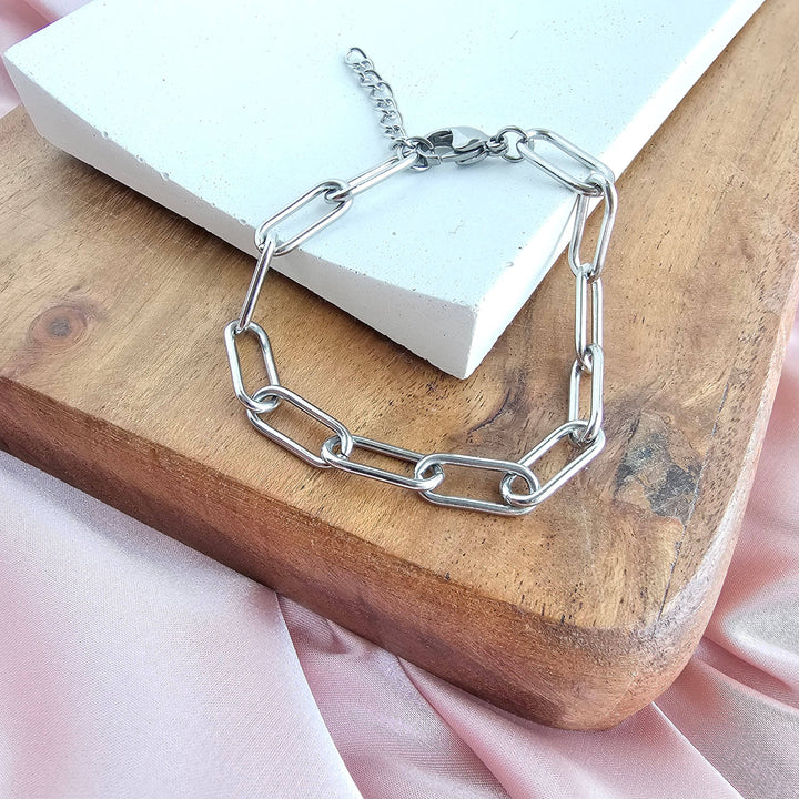 Luxe Chunky Paper Clip Bracelet - Silver