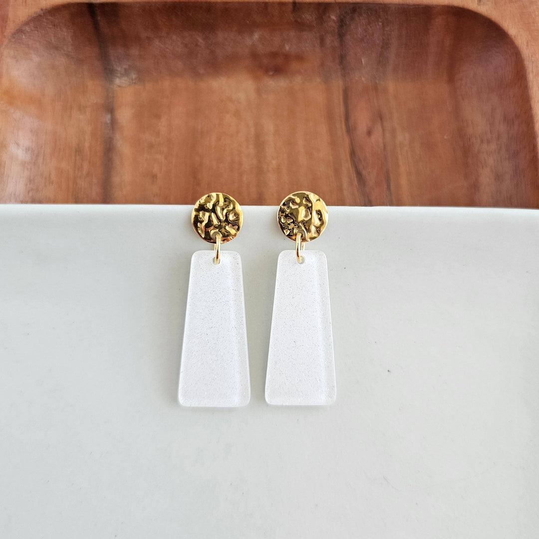 Mia Mini Earrings - White Glitter // Jewelry, Game Day