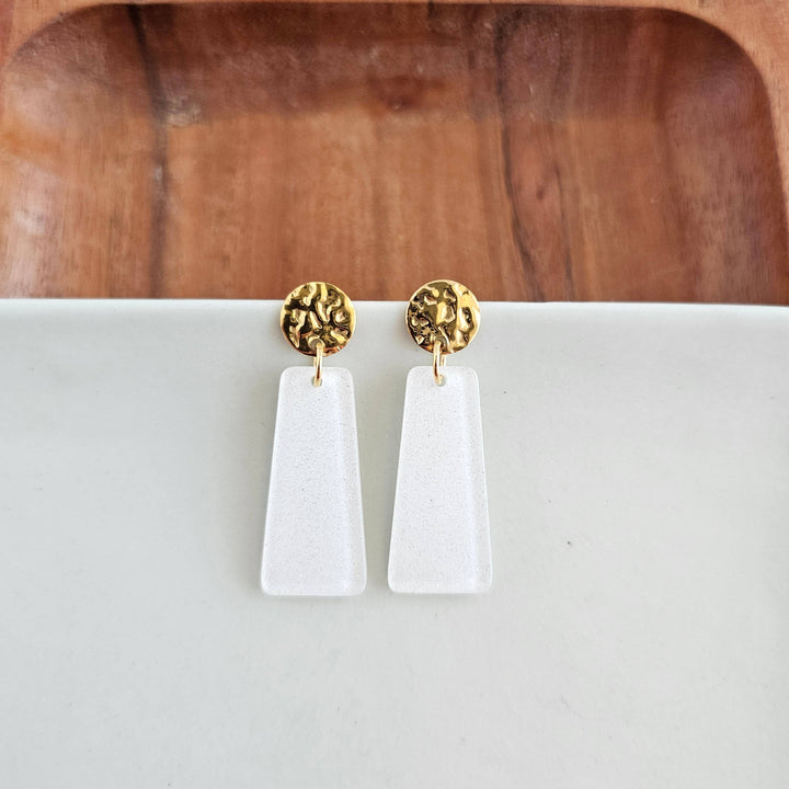 Mia Mini Earrings - White Glitter // Jewelry, Game Day