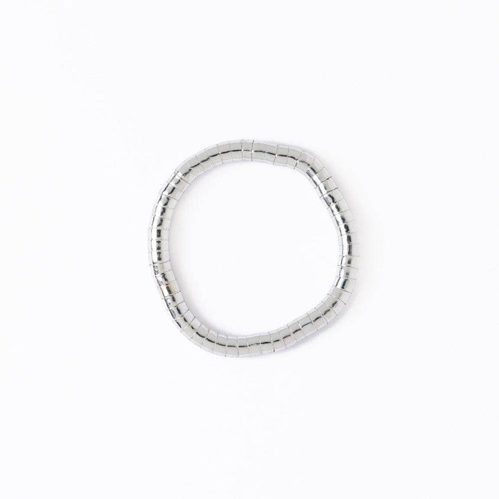 Lucille Round Bead Stretch Bracelet Silver