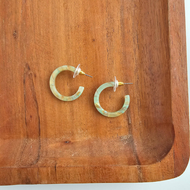 Cam Mini Hoop Earrings - Champagne Mint Earrings