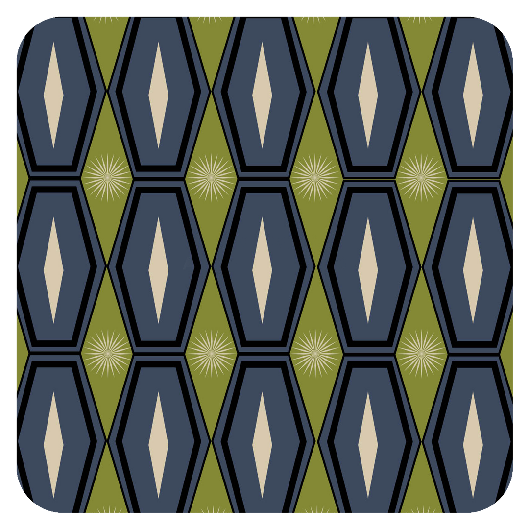 Long Blue Hexagon Pulp Board Coaster Set of 6