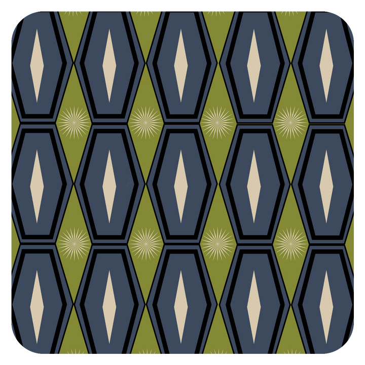 Long Blue Hexagon Pulp Board Coaster Set of 6