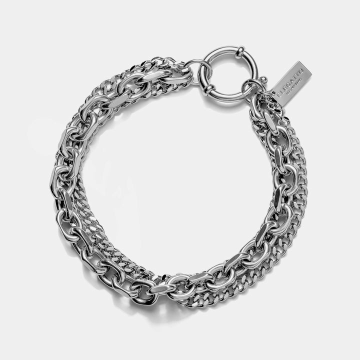 Atlas Silver Plated Double Chain Bracelet